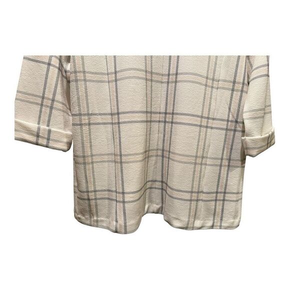 Maurices Windowpane Plaid Versa Open Front Blazer 3/4 Sleeve Size XL Stretch Off - Picture 9 of 13